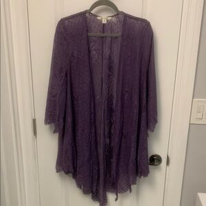 Purple Lace Kimono Cardigan